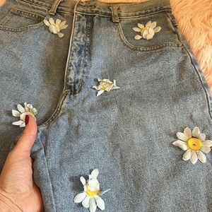 Original Express store vintage Jean shorts. Get your hippie daisy feel on.